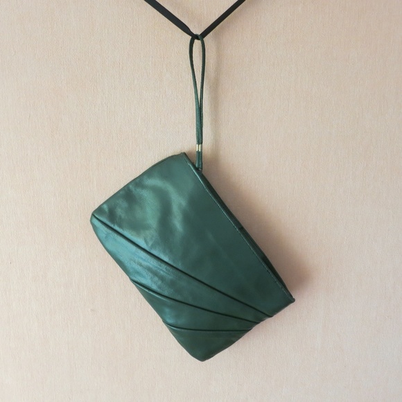 Vintage Emerald Leather Clutch - Picture 1 of 4